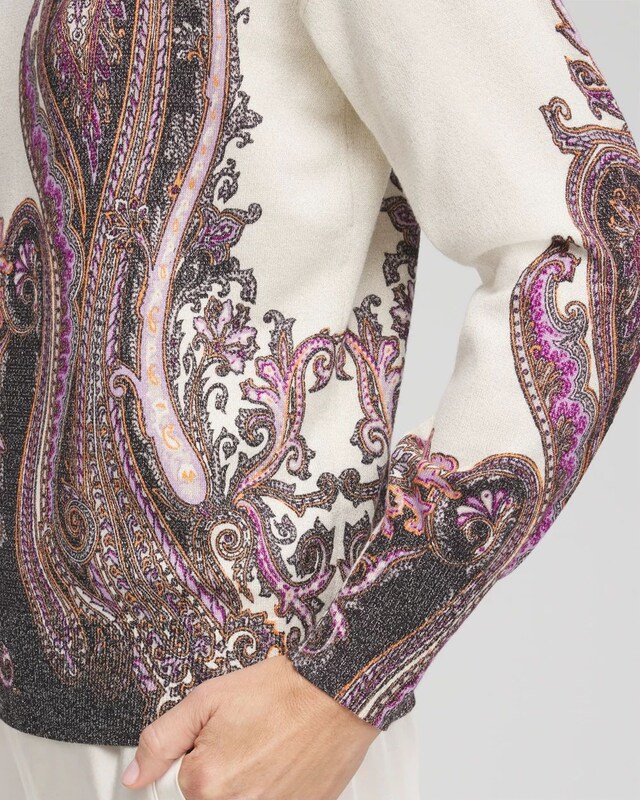 Metallic Paisley Pullover Sweater - image 4